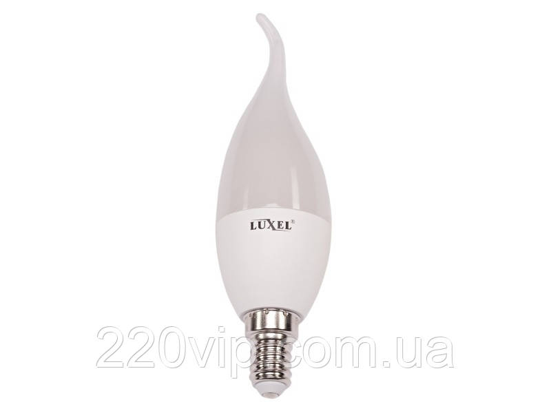 Лампа CA37 7W 220V E14 свічка на вітрі 4000K (041-N) Luxel premium, нейтральне світло, світлодіодна Люксел