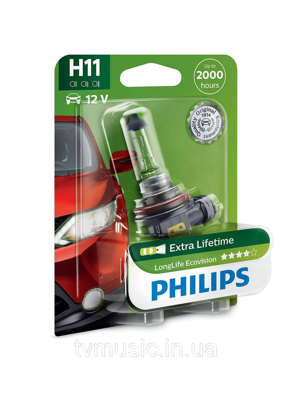 Галогенна лампа Philips LongLife EcoVision H11 12 V 55 W 12362LLECOB1