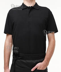 Чорна чоловіча сорочка поло з коротким рукавом. Одяг для ресторанів та кафе