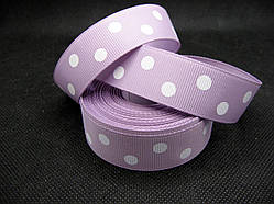 Стрічка репсова, білі цятки на гліцинієвому тлі, 22 мм