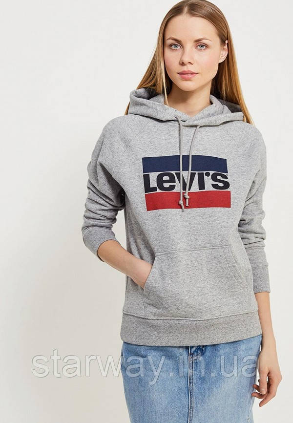 Cтильна cіра толстовка | худі levis логотип принт