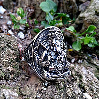 Кольцо Ганеша серебряное мужское талисман перстень Слон амулет