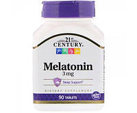 Мелатонин от бессонницы для улучшения сна, Melatonin, 21st Century Health Care, 3 мг, 90 таблеток