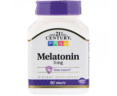Мелатонін проти безсоння для поліпшення сну, Melatonin, 21st Century Health Care, 3 мг, 90 таблеток