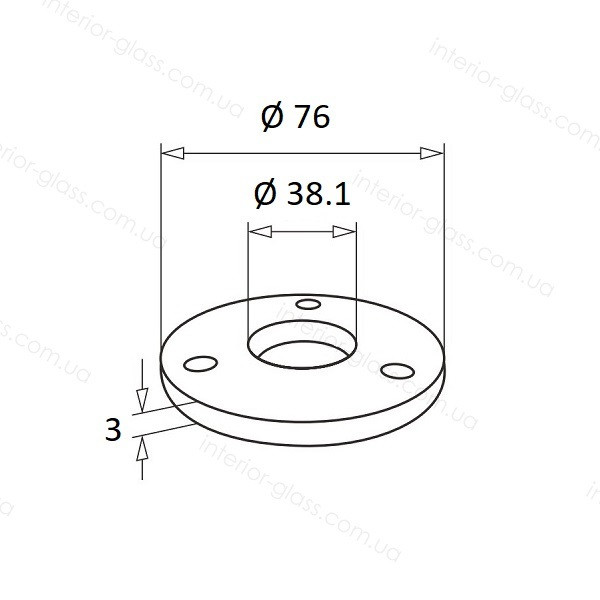 Фланец для круглой стойки ST-433 D=38,1 мм - фото 2 - id-p1156299515