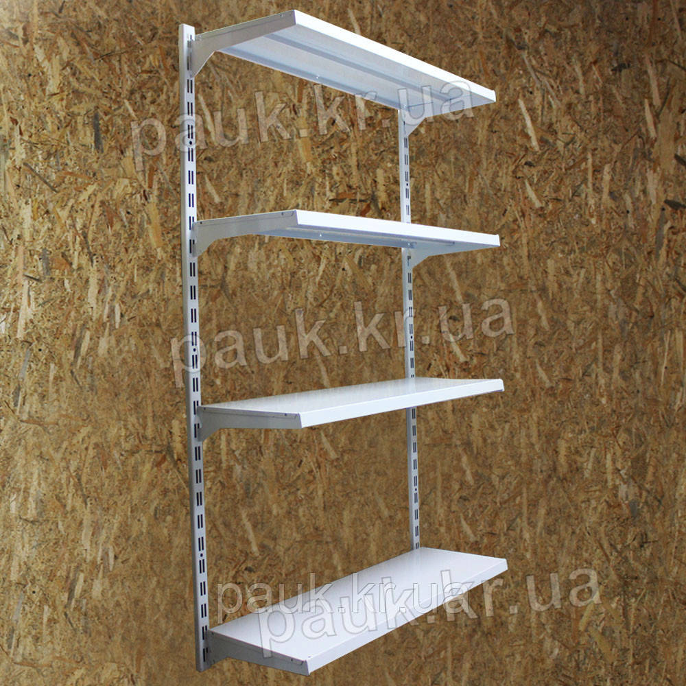 Стелаж настінний поличковий Н1450х1200 мм ТИП 1, настінний стелаж без панелей, металевий торговий стелаж на стіну з полками, фото 1