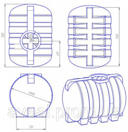 Горизонтальная емкость серии G, 1000 л. G-1000 - фото 2 - id-p27431202