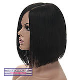 Перука з натурального волосся на сітці - система Edith HH чорного кольору, фото 5