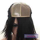 Перука з натурального волосся на сітці - система Edith HH чорного кольору, фото 7