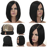 Перука з натурального волосся на сітці - система Edith HH чорного кольору, фото 2