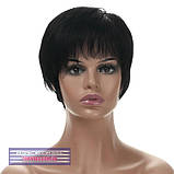 Найлегша перука з натурального волосся на сітці - система Bonnie HH трохи світліший за чорний колір, фото 3