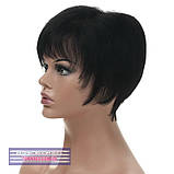 Найлегша перука з натурального волосся на сітці - система Bonnie HH трохи світліший за чорний колір, фото 4