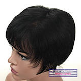 Найлегша перука з натурального волосся на сітці - система Bonnie HH трохи світліший за чорний колір, фото 6