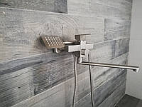 Змішувач для ванної з нержавійки квадрат Kub 006 euro Steel