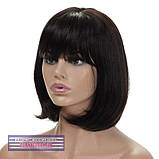 Перука каре з натурального волосся на сітці - система Katie HH природного чорного кольору, фото 3