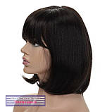 Перука каре з натурального волосся на сітці - система Katie HH природного чорного кольору, фото 4