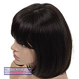 Перука каре з натурального волосся на сітці - система Katie HH природного чорного кольору, фото 6