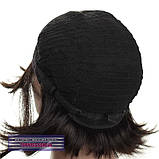 Перука каре з натурального волосся на сітці - система Katie HH природного чорного кольору, фото 8