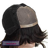 Перука каре з натурального волосся на сітці - система Katie HH природного чорного кольору, фото 7