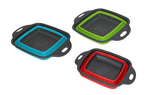 Друшлак розкладний, гума та пластик квадратний 18,5см, мікс кольорів