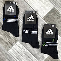 Носки мужские демисезонные х/б спортивные Adidas, Athletic Sports, средние, чёрные, 12543