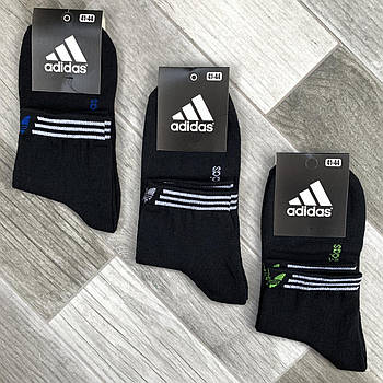 Шкарпетки чоловічі демісезонні х/б спортивні Adidas, Athletic Sports, середні, чорні, 12543