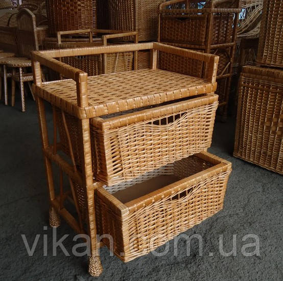 Комод з лози з 2 плетеними ящиками, шухлядами кошиками