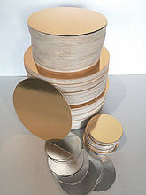 Підкладка кругла під торт картонна металізована діаметр 28 см золото/срібло