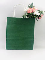 Бумажный пакет зеленый 20*8*24 см