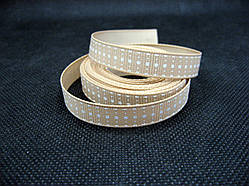 Стрічка репсова, білі цятки на бежевому тлі, 10 мм