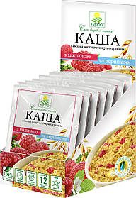 Каша вівсяна з вершками та малиною 12 пакетів по 38 г швидкого приготування "Терра" 456 г