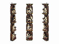 Панно резное деревянное Непал Камасутра 4 сюжета 37.4х7х3,5 см Цветное (21889)