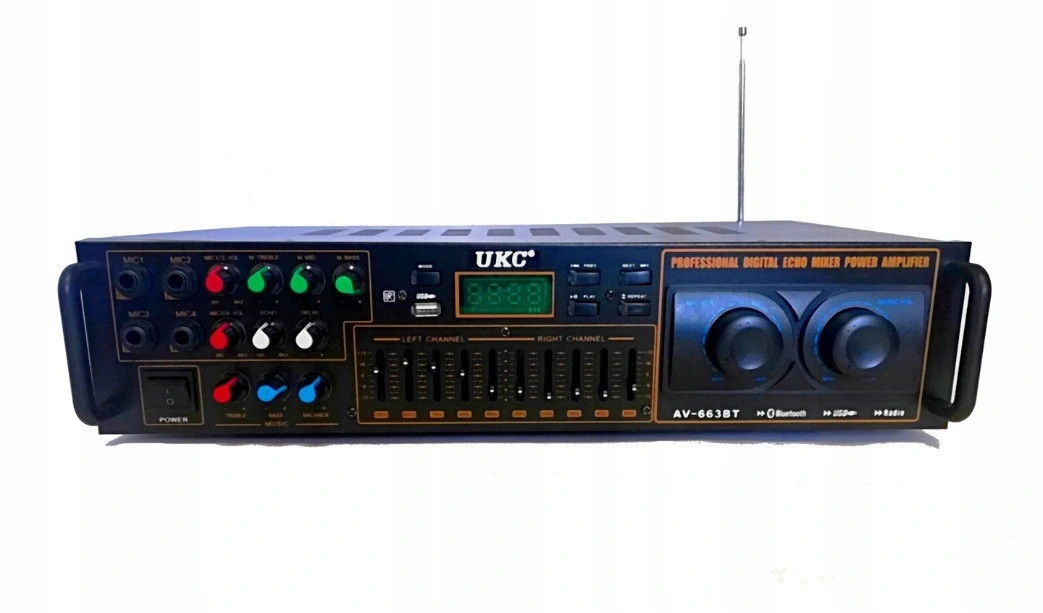 Підсилювач звуку UKC AV-663BT Bluetooth FM SD USB, AUX Караоке 4 x Мікрофона 4х50W (4_00264)
