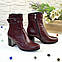 Черевики шкіряні на невисоких підборах, колір бордовий, фото 7