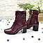 Черевики шкіряні на невисоких підборах, колір бордовий, фото 8