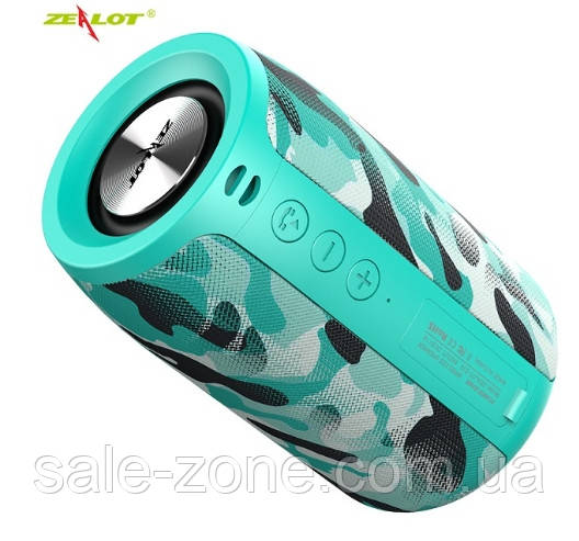Бездротова стерео Bluetooth колонка Zealot S32 (Green comuflage) радіо 5 Вт 2000 мАч