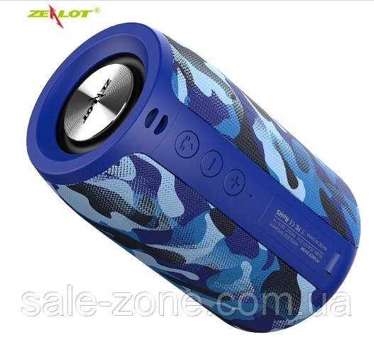 Бездротова стерео Bluetooth колонка Zealot S32 (Blue comuflage) радіо 5 Вт 2000 мАч