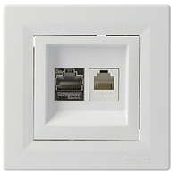 Розетка комп'ютерна RJ45 кат. 5Е і телефонна RJ12 (опція) Asfora біла EPH4900121