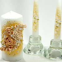 Распродажа! Красивые декорированные свечи Семейный очаг 3 шт/уп с фигурной лепкой С-105