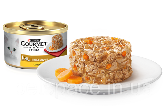 Консерва Gourmet Gold (Гурме Голд Ніжні биточки з куркою і морквою), 85г.
