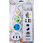 Мережевий фільтр-подовжувач на 3 розетки + 3 USB