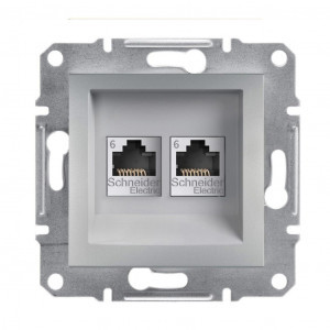 Розетка комп'ютерна 2а RJ45 кат.6/UTP , алюміній , Asfora