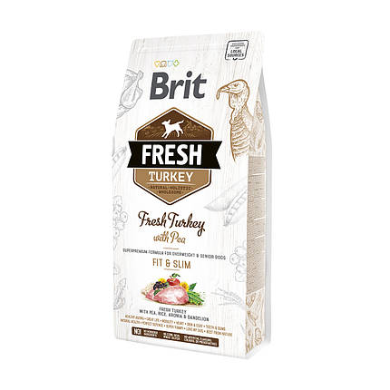 Brit Fresh Turkey With Pea Adult Fit & Slim сухий корм зі свіжою індичкою і горошком для дорослих (2,5 кг), фото 2