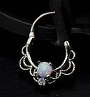 Пірсинг кільце для носа з опалом, септум, сережок дамерт 11 мм, кліпер, фото 2