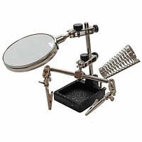 Підставка Третя Рука для паяння JM-508 (Mg16129) лінза 90 мм. скло, тримач плат