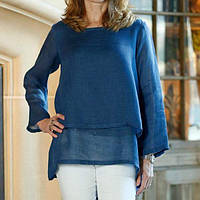 Жіноча подвійна блуза 100% ніжна льон. розміри 40-72+, плюссайз