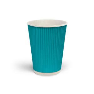 Стакан паперовий гофрований 400мл бірюза
