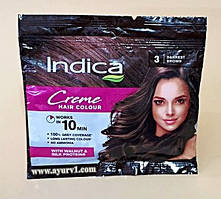 Натуральна фарба для волосся темно-коричнева 3.00/Indica Crème Hair Color Natural Brown/40 ml (20+20)