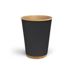 Стакан паперовий гофрований 400мл чорний ЕКО
