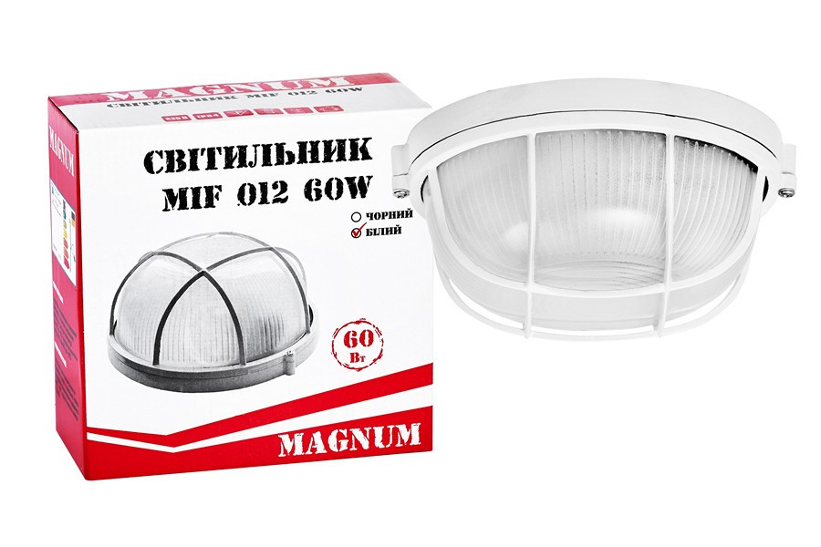 Світильник настінно-стельовий MAGNUM MIF 012 60W E27 білий круглий з решіткою